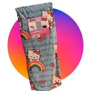 Hello Kitty & Rainbow Silk Touch Throw Blue Blanket 50x70” Hard To Find NWT